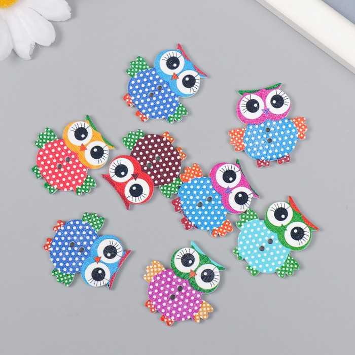 Декор для творчества дерево «Совушки», набор 8 шт., 3.2×3.3 см, МИКС - Фото 1