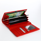 Кошелёк женский на кнопке с фермуаром, цвет красный - фото 24560340