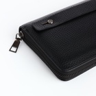 Портмоне-клатч мужской на молнии, отдел для купюр, карт, монет, чёрное - Фото 3