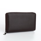Портмоне-клатч мужской на молнии, отдел для купюр, карт, монет, коричневое - Фото 5