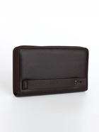 Портмоне-клатч мужской на молнии, отдел для купюр, карт, монет, коричневое - Фото 4