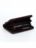 Портмоне-клатч мужской на молнии, отдел для купюр, карт, монет, коричневое - Фото 2