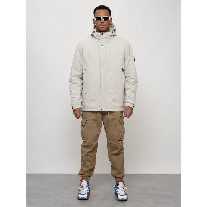 Куртка мужская весенняя, размер 50, цвет светло-серый - Фото 1