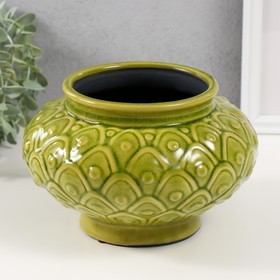 Сувенир интерьерный керамика вазон "Чешуйки" зелёный 15х22х22 см