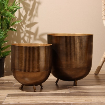 УЦЕНКА Кашпо «Голди», набор 2 шт., d=30 см, d=26 см, металл