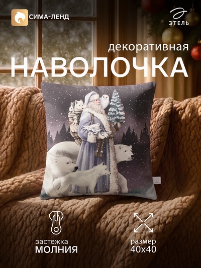 Наволочка декоративная «Этель. Новогодняя ночь», 40×40 см, велюр