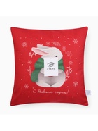 Наволочка декоративная новогодняя «Этель. Зайчик» 40×40 см, велюр - Фото 8
