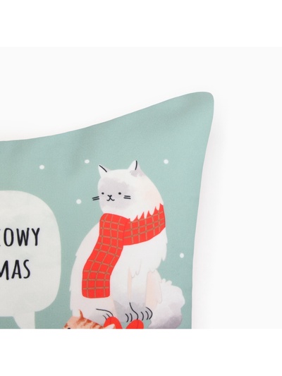 Наволочка декоративная новогодняя «Этель. Meow X-mas» 40×40 см, велюр