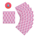 Салфетки бумажные (набор 20 шт) "Цветочки"розовые 33*33 см - Фото 2