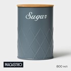 Банка для сахара Magistro Sugar Graphite, 9.5×13.5 см, с бамбуковой крышкой, серая - Фото 1