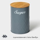 Банка для сахара Magistro Sugar Graphite, 9.5×13.5 см, с бамбуковой крышкой, серая - Фото 2