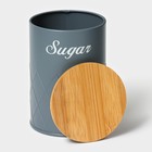 Банка для сахара Magistro Sugar Graphite, 9,5×13,5 см, цвет серый, с бамбуковой крышкой - Фото 4