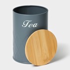 Банка для чая Magistro Tea Graphite, 9.5×13.5 см, с бамбуковой крышкой, серая - Фото 5