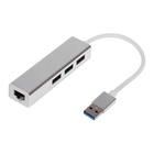 USB-разветвитель (HUB), 3 порта, порт Ethernet, кабель 10 см, серебристый 10325633 - фото 16432469