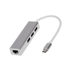 Type-C-разветвитель (HUB), 3 порта USB,порт ethernet, кабель 10 см, серебристый - фото 321763335