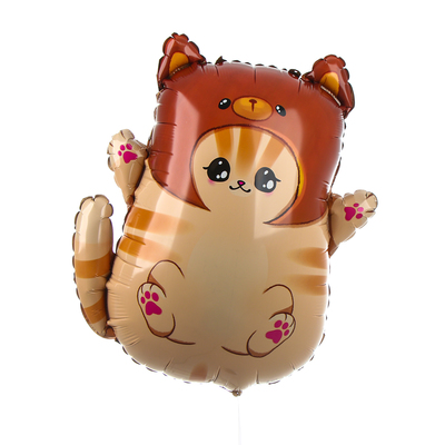 Воздушные шары фольгированные 28" «Котик в шапке», 50 шт.