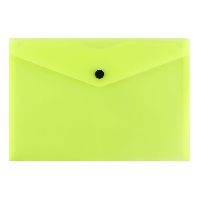 Папка-конверт на кнопке А4, 150 мкм, Calligrata Neon, полупрозрачная, неон желтый - Фото 1