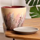 Горшок цветочный Живопись бежевый крокус №2, 1,4 л, d - 14,9 см 10590671