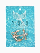 Брошь «Якорь» с бусинками, цвет белый в золоте - Фото 2