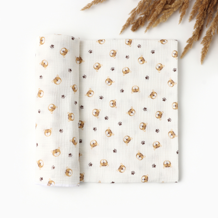 Пелёнка двухслойная «Крошка Я» Animal, 130×100 см, муслин, хлопок 100% - Фото 1