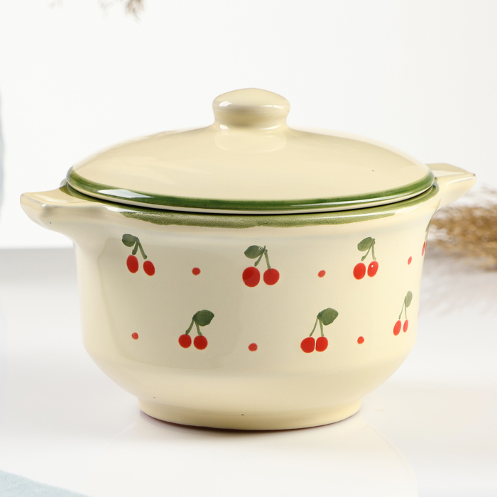 Бульонница с крышкой Псковский гончар «Кантри», 500 мл, 16×13×9 см, керамика, бежевая