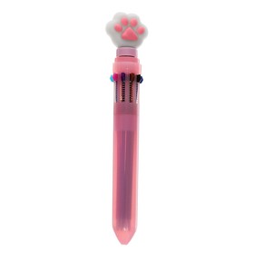 Ручка шариковая автоматическая 10-ти цветная, Лапка-спинер розовая