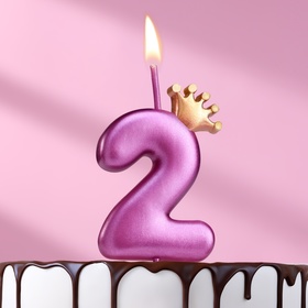 Свеча для торта "Корона", цифра "2", 5,5 см, на шпажке