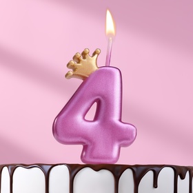 Свеча для торта "Корона", цифра "4", 5,5 см, на шпажке