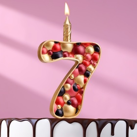 Свеча для торта "Пузырьки", цифра "7", 10 см, золото