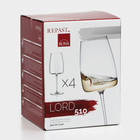 Набор бокалов для вина LORD, 510 мл, хрустальное стекло, 4 шт - Фото 8