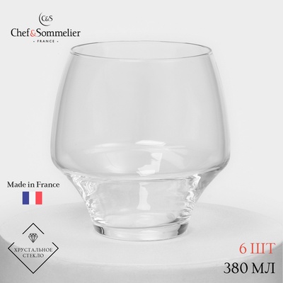 Стаканы для виски Chef&Sommelier OPEN UP, 380 мл, набор 6 шт., хрустальное стекло, прозрачные
