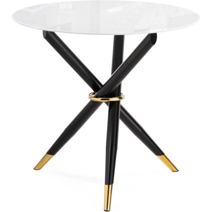 Стол стеклянный Rock 100х75 white / черный металл, черный 100x100x75 см - Фото 1