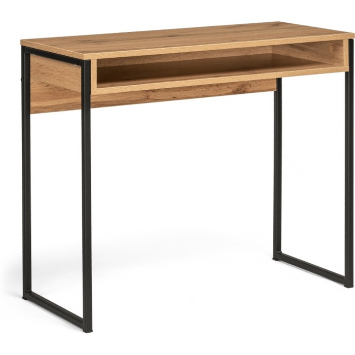 Компьютерный стол Лео Лофт дуб вотан/матовый черный металл, черный 39x85x75 см - Фото 1