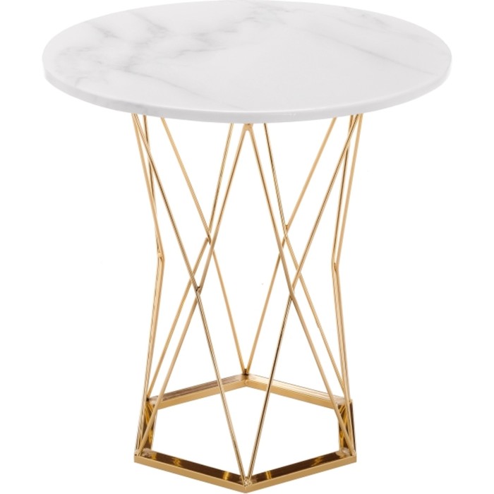 Стол деревянный Melan металл, белый/золотой 60x60x70 см - Фото 1