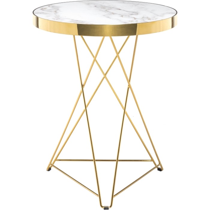Стол деревянный Milena металл, белый/золотой 60x60x76 см - Фото 1