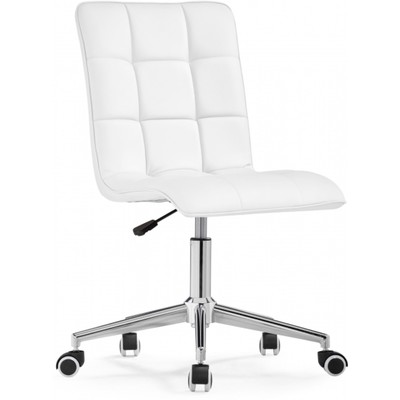 Компьютерное кресло Квадро хром металл/экокожа, черный/белый 42x57x86 см