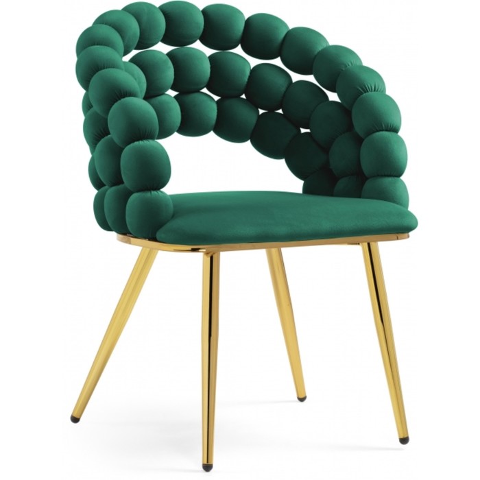 Стул на металлокаркасе Ball бежевый/gold, металл/велюр, золотой/зеленый 61x60x81 см - Фото 1