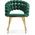 Стул на металлокаркасе Ball бежевый/gold, металл/велюр, золотой/зеленый 61x60x81 см - Фото 3
