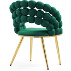 Стул на металлокаркасе Ball бежевый/gold, металл/велюр, золотой/зеленый 61x60x81 см - Фото 4