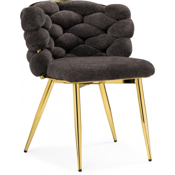 Стул на металлокаркасе Rendi металл/ткань, золотой/серый 64x70x77 см - Фото 1