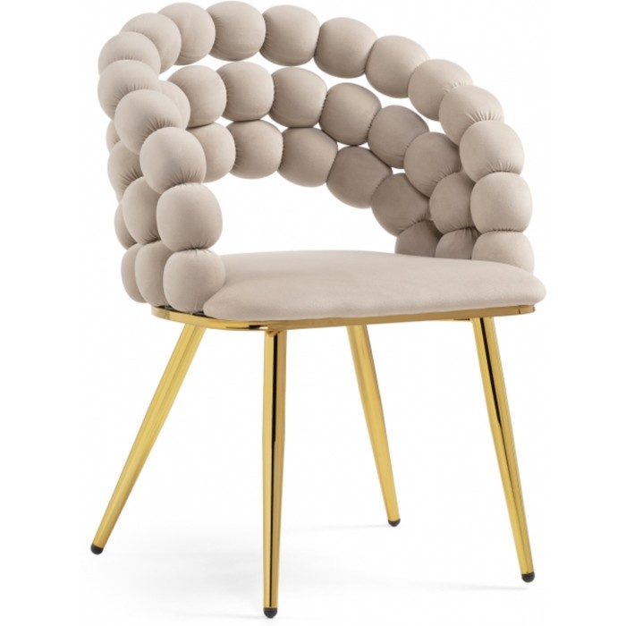 Стул на металлокаркасе Ball металл/велюр, золотой/бежевый 61x60x81 см - Фото 1
