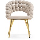 Стул на металлокаркасе Ball металл/велюр, золотой/бежевый 61x60x81 см - Фото 2