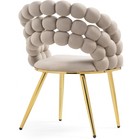 Стул на металлокаркасе Ball металл/велюр, золотой/бежевый 61x60x81 см - Фото 4