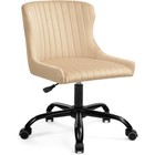 Компьютерное кресло Эдон пластик/велюр, черный/бежевый 50x60x73 см - фото 110624737