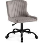 Компьютерное кресло Эдон пластик/велюр, черный/серый 50x60x73 см - фото 110624744