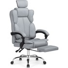 Кресло для руководителя Baron металл/экокожа, хром/серый 64x64x127 см - фото 110624791