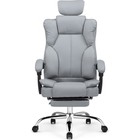 Кресло для руководителя Baron металл/экокожа, хром/серый 64x64x127 см - Фото 4