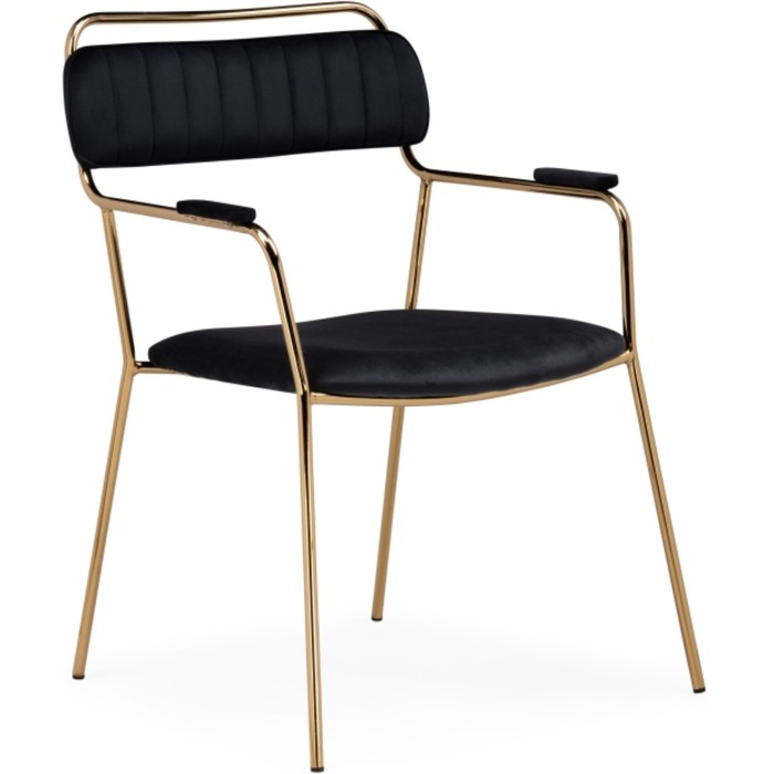 Стул на металлокаркасе Aspen металл/велюр, золотой/черный 60x65x86 см - Фото 1