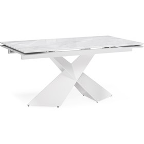 Стол стеклянный Хасселвуд металл, белый 90x160(220)x77 см