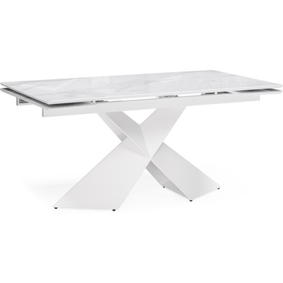Стол стеклянный Хасселвуд металл, белый 90x160(220)x77 см